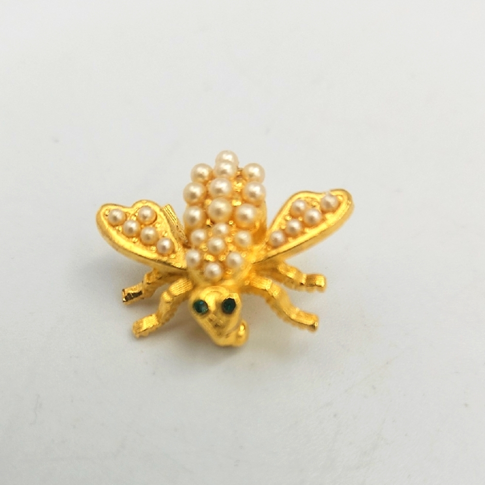 Joan Rivers Gold and Pearl Insect Brooch